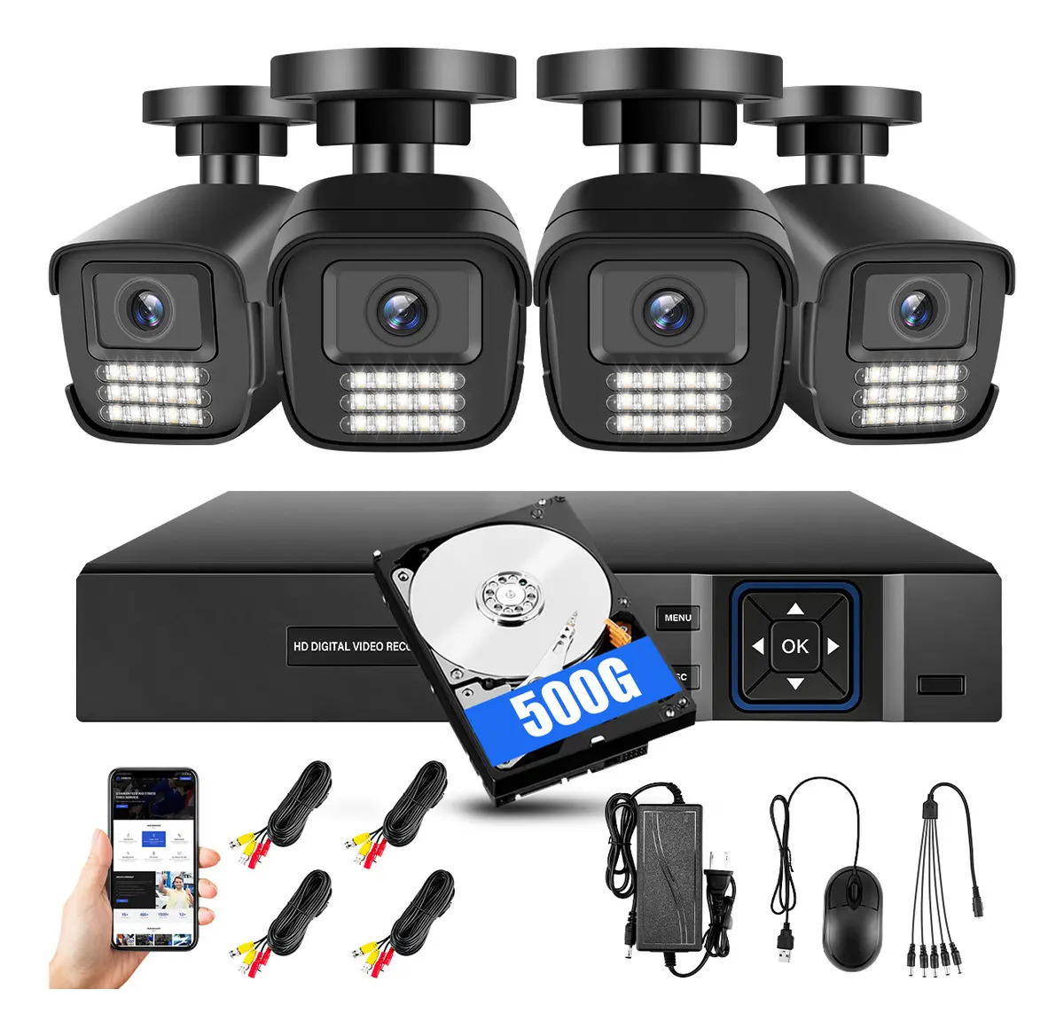 Camaras Vigilancia Kit 4 Cámaras ZUSZOX 3MP con 500GB