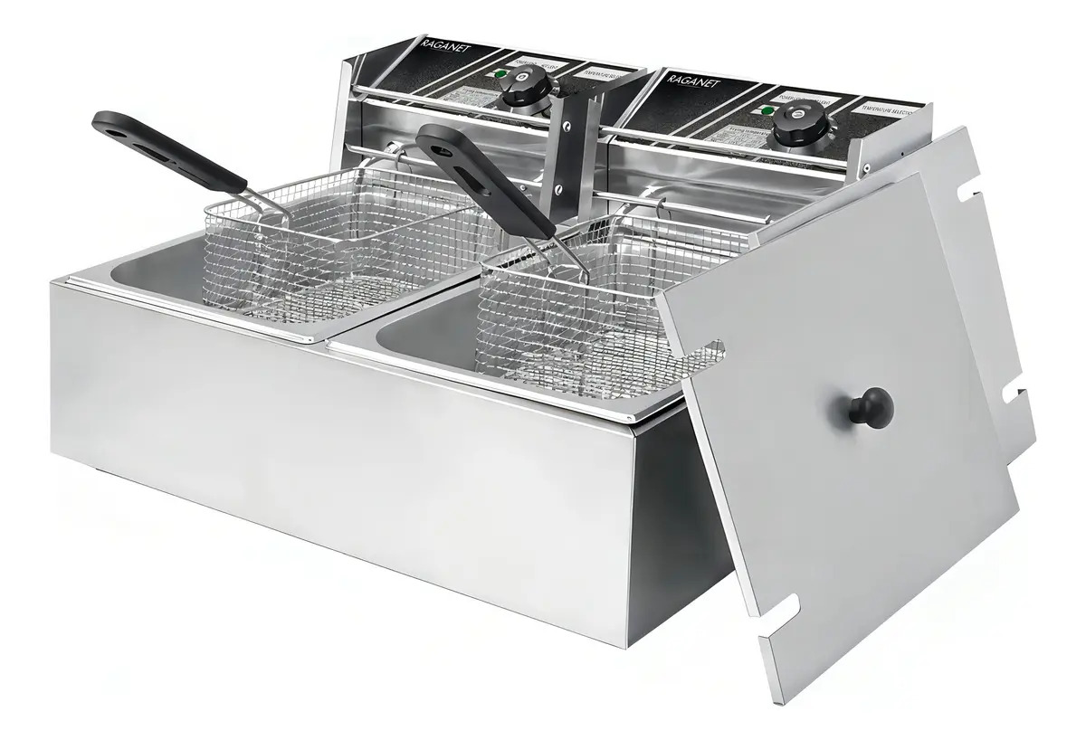 Freidora de aceite 12L Raganet termostato ajustable — Termostato ajustable y panel de controles