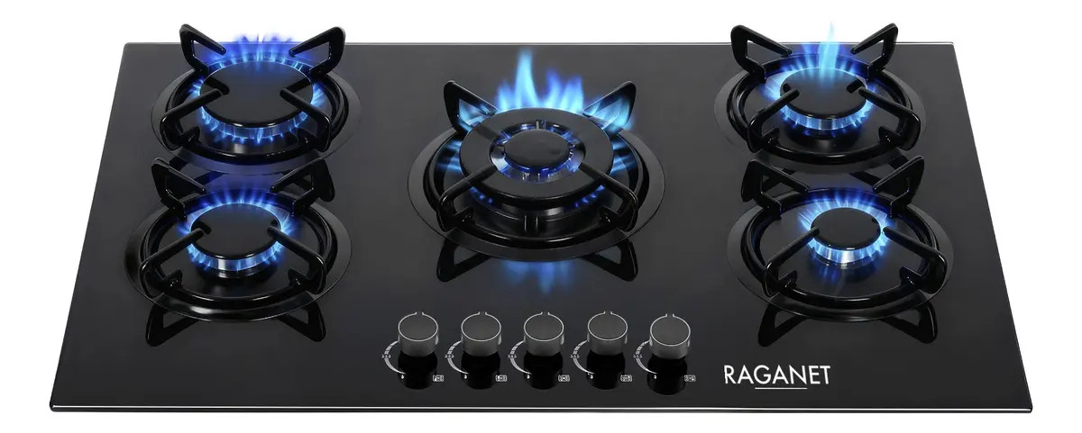 Parrilla de gas Raganet 5 quemadores cristal templado