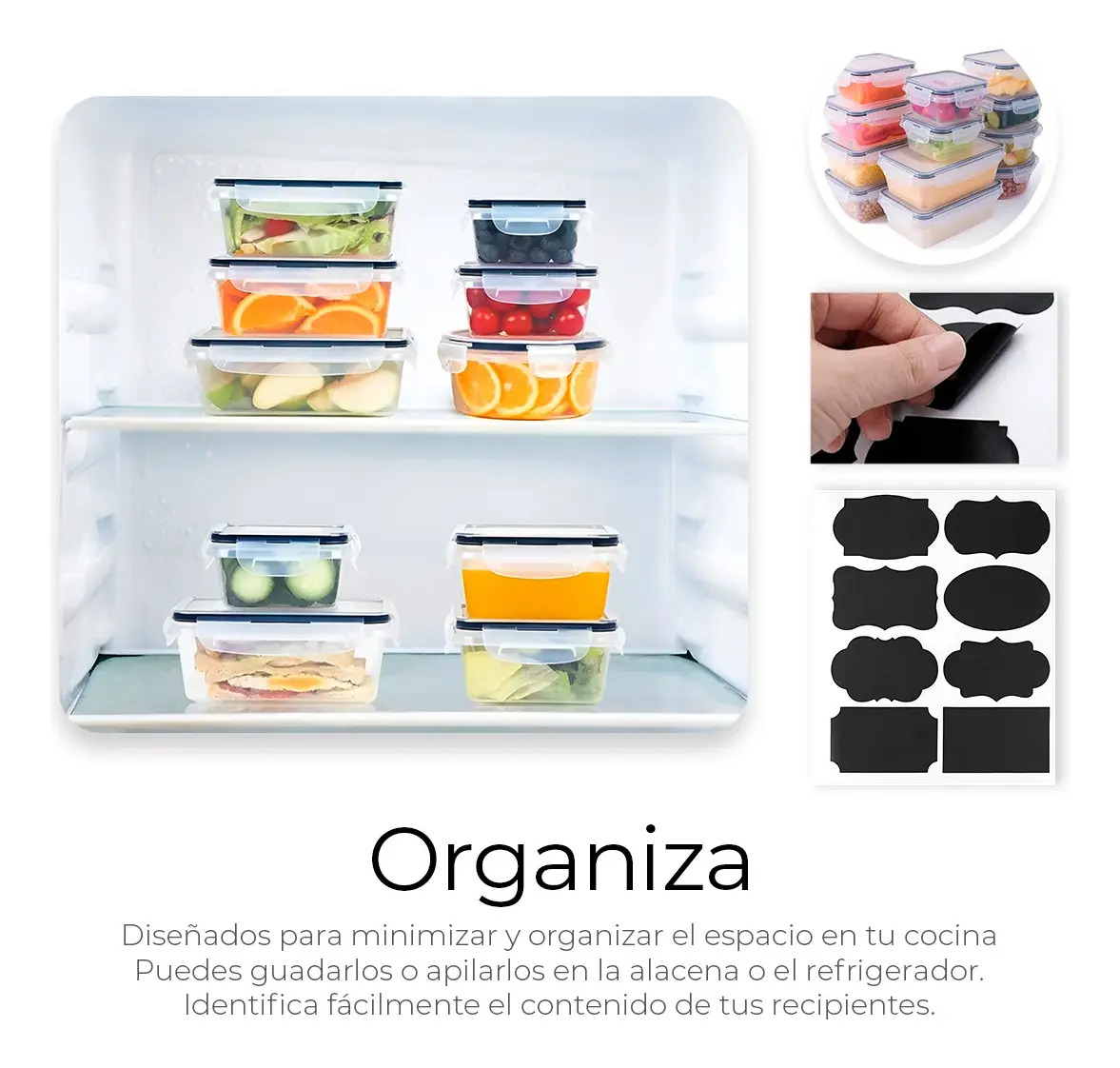 Recipientes Herméticos Raganet 24 Pz para Cocina — Cierre hermético en acción con tapa colocada