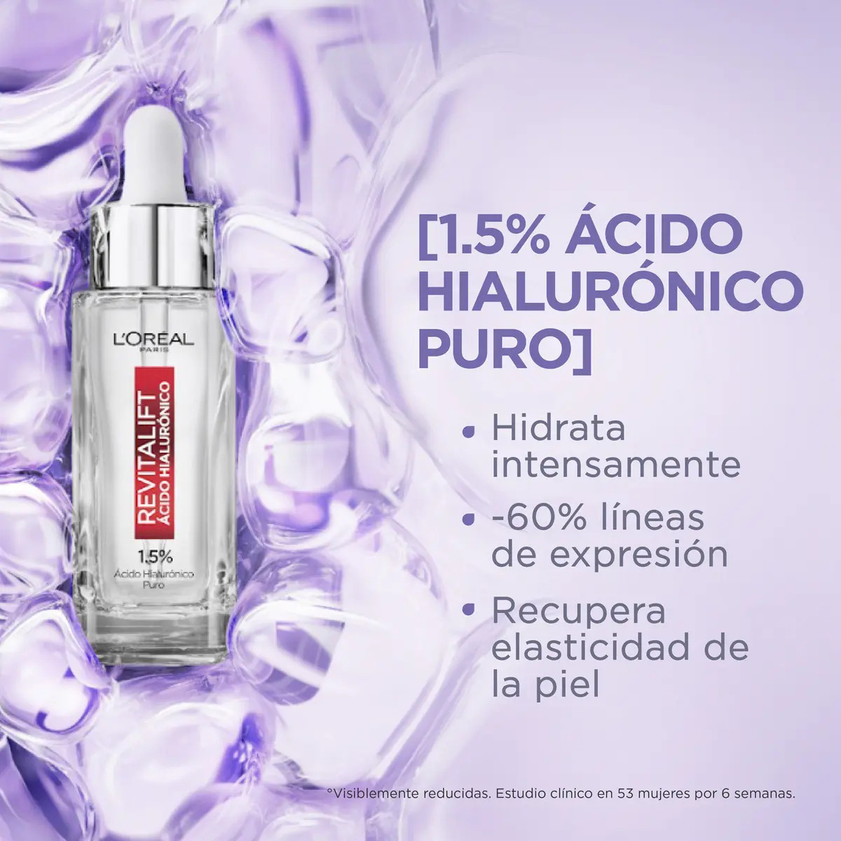 Sérum L'Oréal Revitalift Ácido Hialurónico 30ml — Textura del sérum al aplicarse en la mano