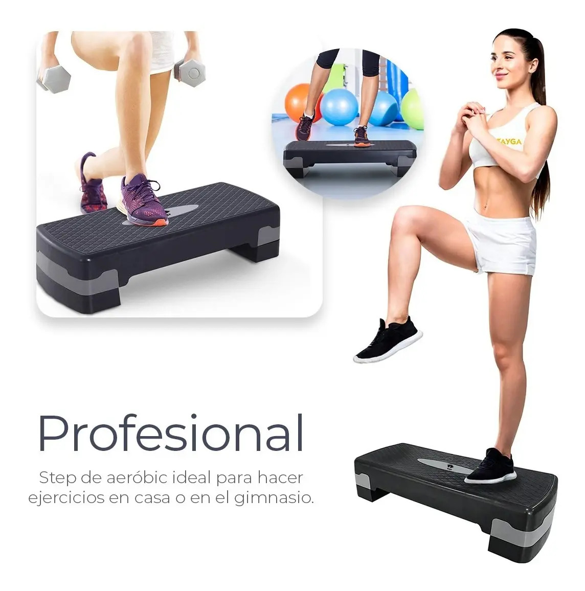 Step Raganet DP007 banco de aerobics con 2 alturas — Step plegado mostrando su perfil delgado para almacenamiento