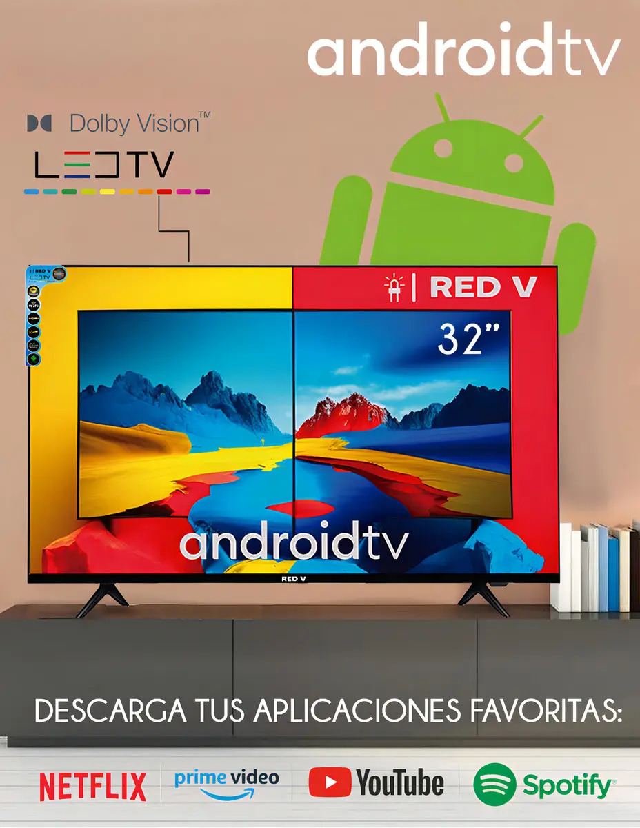 Televisor RedV 32 Pulgadas Smart TV Android — Pantalla LED de 32 pulgadas con resolución HD