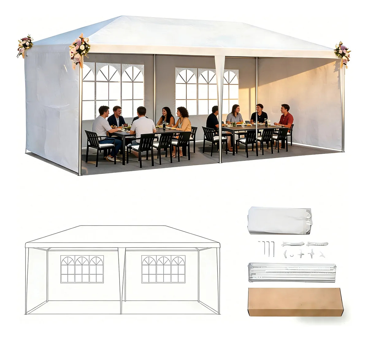 Toldo 6x3 Raoshijiedkes para Jardín y Eventos